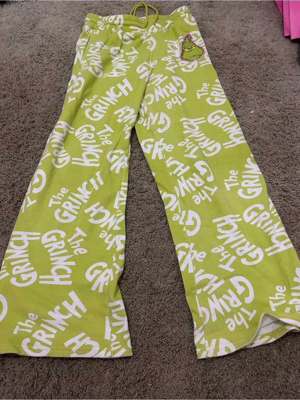 Target The Grinch Lime Green & White Kids Sweatpants